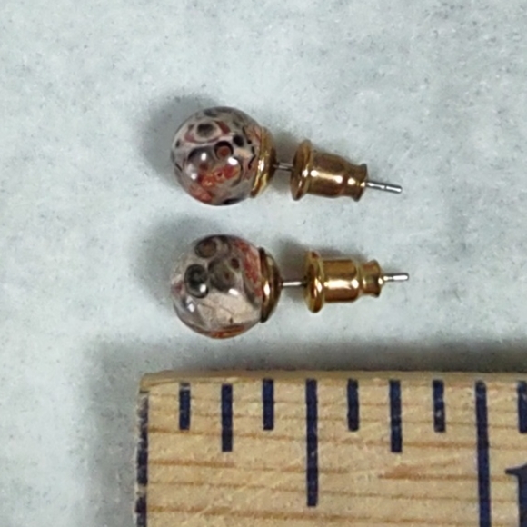 Picture Jasper Ball Stud Earrings - Picture 2 of 3
